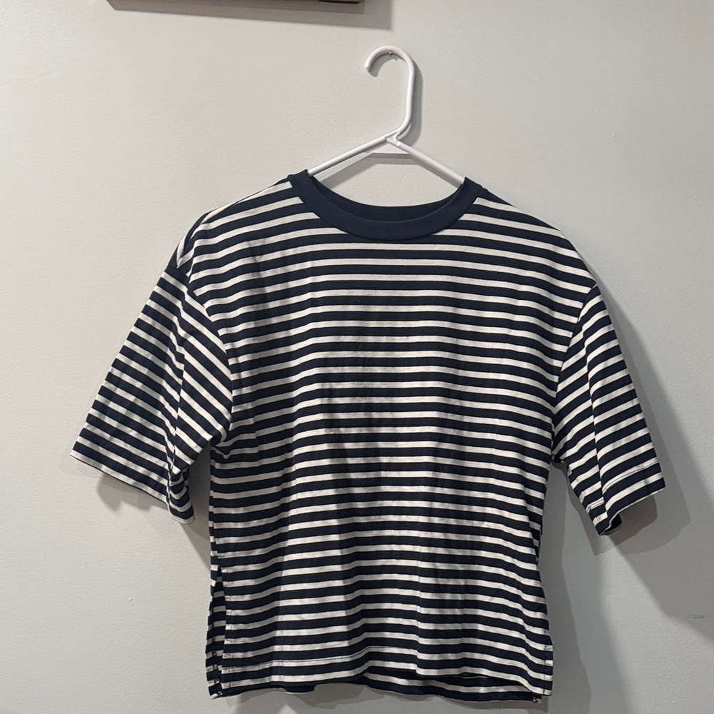 Navy and White Striped  Shirt